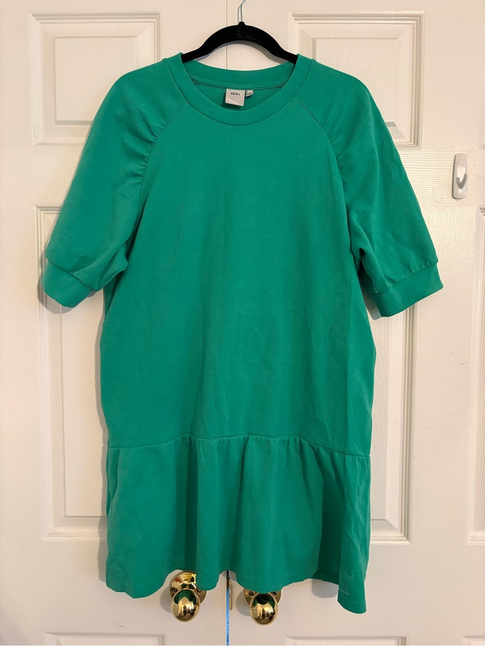 Acne Emerald Green Ruffle-Hem Casual Dress